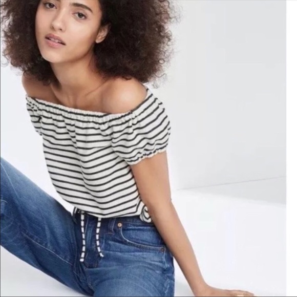 Madewell Tops - Madewell melody black cream off shoulder top